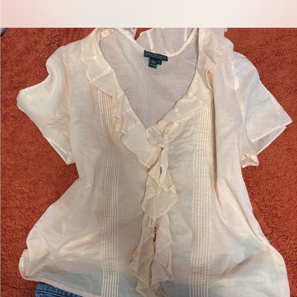 Ralph Lauren Cream Ruffle Blouse